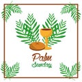 Palm sunday bread cup and leaves tree frame decoration