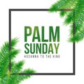 Palm Sunday holiday card, poster with palm leaves border, frame. Vector background Royalty Free Stock Photo