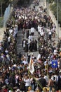 Palm Sunday in Jerusalem - big crowd of belivers Royalty Free Stock Photo