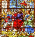 Palm Sunday Jesus on Donkey Stained Glass Seville Cathedral Spain