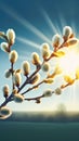 Palm Sunday Morning.Soft Willow branches in sun lights Royalty Free Stock Photo