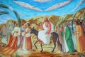 Palm Sunday - painting in the church in the Jerusalem Royalty Free Stock Photo