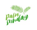 Palm sunday title with palms. Isolated Vector Illustration