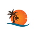 Palm tree on a beach logo design template Royalty Free Stock Photo