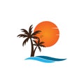 Palm tree on a beach logo design template Royalty Free Stock Photo