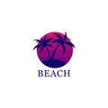 Palm tree beach logo silhouette vector illustration Royalty Free Stock Photo