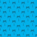 Palm tree blue seamless pattern. Simple illustration of palm tree for any web design or textile. Royalty Free Stock Photo