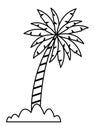 Palm tree with bush icon cartoon in black and white