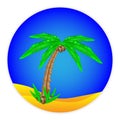 Palm tree button Royalty Free Stock Photo