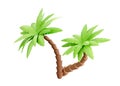 Palm tree 3d render - tropical plant with green leaves and brown trunk for beach vacation and summer travel concept.