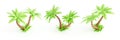 Palm tree 3d render - tropical plant with green leaves and grass for beach vacation and summer travel concept.
