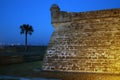 Palm Tree and Deep Blue Night Sky Above Castillo de San Marcos Oldest Fort Royalty Free Stock Photo