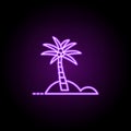 palm tree dusk style icon. Elements of Summer holiday & Travel in neon style icons. Simple icon for websites, web design, mobile Royalty Free Stock Photo