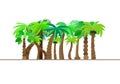 Palm tree, forest, jungle isolated in caricature style, set on a white background. Vector illustration. Royalty Free Stock Photo