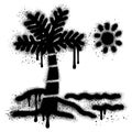 palm tree graffiti with black spray paint. Royalty Free Stock Photo