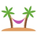 Palm tree with hammock on beach icon, vector illustration Royalty Free Stock Photo