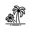 Black solid icon for Palm Tree, coconut and island Royalty Free Stock Photo