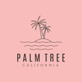 palm tree icon line art logo vector symbol illustration design Royalty Free Stock Photo