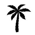 Palm tree icon. Logo coconut palm. Black silhouette palm isolated on white background. Coconuts palmtree for design summer prints. Royalty Free Stock Photo