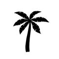 Palm tree icon. Logo coconut palm. Black silhouette palm isolated on background. Coconuts palmtree design summer prints. Palmetto Royalty Free Stock Photo