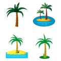 Palm tree icon set, cartoon style Royalty Free Stock Photo