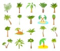 Palm tree icon set, cartoon style Royalty Free Stock Photo