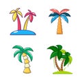 Palm tree icon set, cartoon style Royalty Free Stock Photo