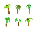 Palm tree icon set, cartoon style Royalty Free Stock Photo