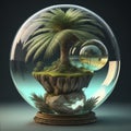 palm tree island in glass.