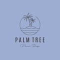 palm tree on the island line art logo vector symbol illustration design Royalty Free Stock Photo