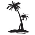 Palm tree island silhouette Royalty Free Stock Photo