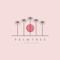 palm tree landscape line art logo vector symbol illustration design Royalty Free Stock Photo