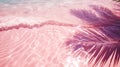 A Palm Tree Leaf Is Casting A Shadow On A Pink Beach Royalty Free Stock Photo