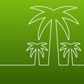 Palm tree line silhouette. Vector green abstract background with Royalty Free Stock Photo