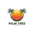 Palm Tree Logo, Beach Vector, Summer Design, Silhouette Symbol Illustration Royalty Free Stock Photo