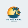 Palm Tree Logo, Beach Vector, Summer Design, Silhouette Symbol Illustration Royalty Free Stock Photo