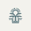 Palm tree minimalist line art logo template vector illustration design. hotel and resort logo concept Royalty Free Stock Photo