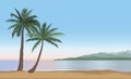 Palm tree on the ocean beach. Nature floral landscape Tropical b Royalty Free Stock Photo