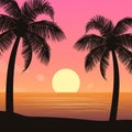 palm tree ocean view background illust Royalty Free Stock Photo
