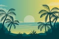 palm tree ocean view background illust