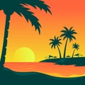 palm tree ocean view background illust