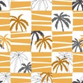 Palm tree pattern. Abstract summer geometric seamless checked background. Royalty Free Stock Photo