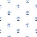 Palm tree pattern in blue tone seamless vector repeats geometric for any web design. Royalty Free Stock Photo