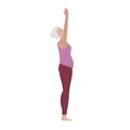 Palm Tree Pose. Senior woman doing yoga. Woman in sportswear doing exercises. Elderly women healthy retirement life