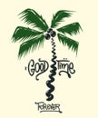 Palm tree print with slogan for t-shirt graphic and other uses Royalty Free Stock Photo