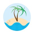Palm tree sand beach island badge Royalty Free Stock Photo