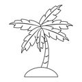 Palm tree in sand cartoon isolated in black and white