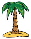 Palm tree on the sand, illustration, vector Royalty Free Stock Photo