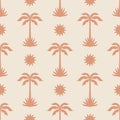 Palm tree seamless pattern. Beach boho tropical summer background Royalty Free Stock Photo