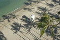 Ã¯Â¿Â½Palm tree shadows and lifeguard hut. Royalty Free Stock Photo